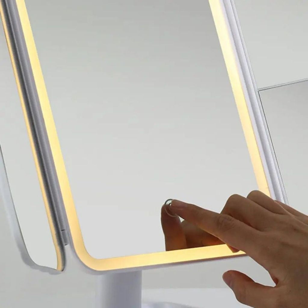 Espejo Led Con Base Tripe Blanco